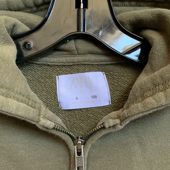 Zara Kids Olive Zip Up Hoodie - Picture 3 of 3